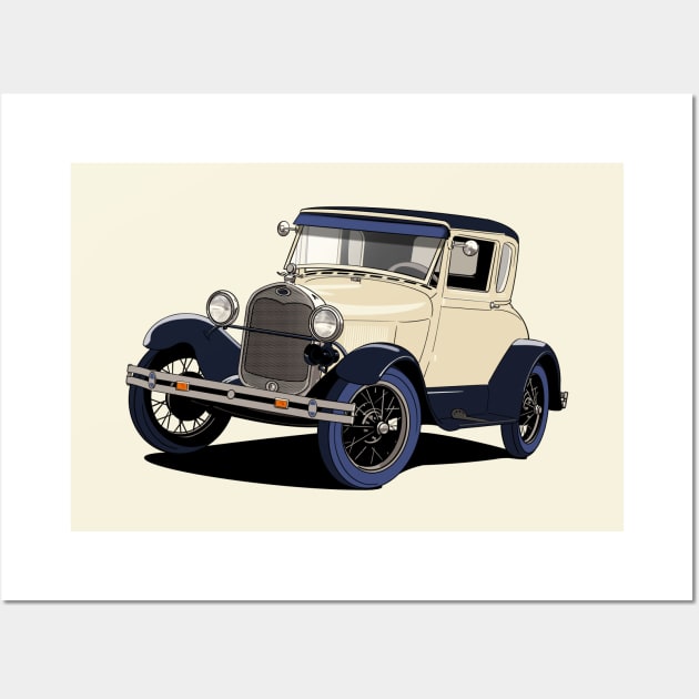 Ford Model A car in cream Wall Art by Webazoot